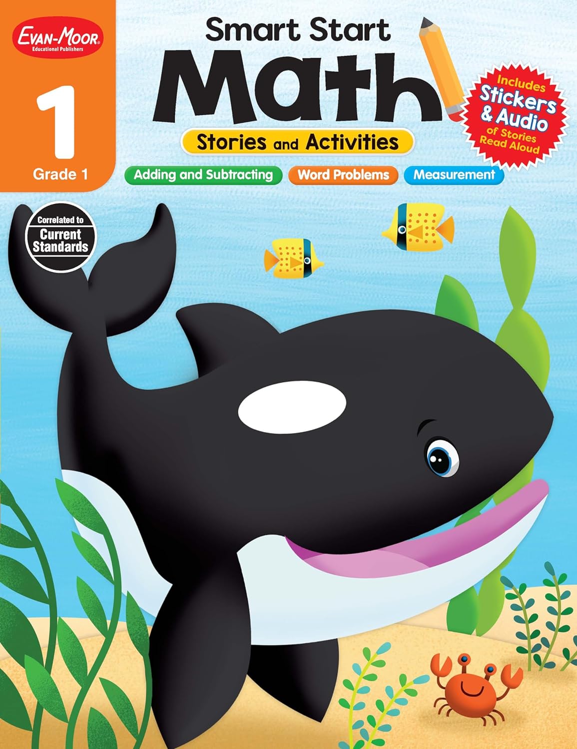 Evan - Moor Smart Start Math, Grade 1 Workbook, Stickers, Audio Read Alouds, Stories And Activities, Learn Numbers, Counting, Measurment, Addition, ... (Smart Start: Math Stories And Activities)